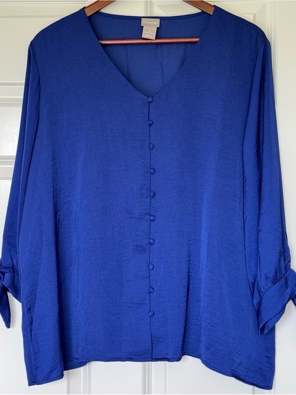 Chico's Cobalt Blue Button-Front V-Neck Blouse